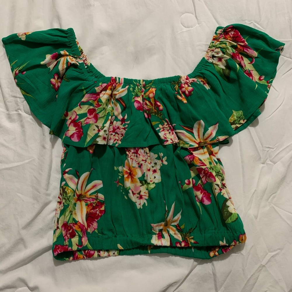 Floral off the shoulder crop top